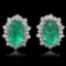 18K Gold 13.64ct Emerald 3.26ct Diamond Earrings