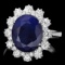 14k Gold 5.00ct Sapphire 1.25ct Diamond Ring