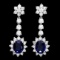 14k Gold 3ct Sapphire 3.25ct Diamond Earrings