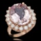 14K Gold 13.13ct Kunzite 2.22ct Diamond Ring