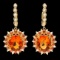 14k Gold 11ct Citrine 0.85ct Diamond Earrings