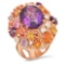 14K Gold 8.31ct Amethyst 6.50ct Sapphire 0.75cts Diamond Ring