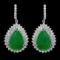 14k Gold 22.50ct Jade 5.15ct Diamond Earrings