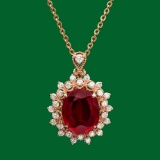 14k Gold 6.48ct Ruby 0.87ct Diamond Pendant