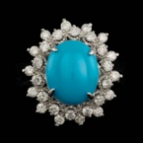 14k Gold 3.30ct Turquoise 0.75ct Diamond Ring