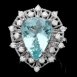 14k Gold 8.05ct Aquamarine 1.49ct Diamond Ring