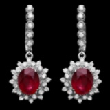 14k Gold 8.00ct Ruby 1.50ct Diamond Earrings