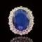 14K Gold 13.52ct Sapphire 2.05ct Diamond Ring