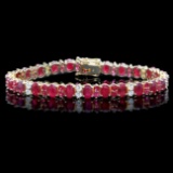 14k Yellow Gold 18ct Ruby 1.15ct Diamond Bracelet