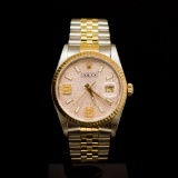 Rolex Two-Tone Datejust 36mm Custom Pink Dial, Diamonds on 9th & 6th Hour Men's Wristwatch