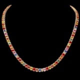 14k Gold 44ct Sapphire 1.0ct Diamond Necklace