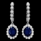 14k Gold 5.21ct Sapphire 1.26ct Diamond Earrings