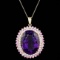 14k Gold 50.00ct Amethyst 2.50ct Diamond Pendant