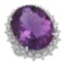 14K Gold 22.33ct Amethyst 0.90ct Diamond Ring