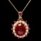 14k Yellow Gold 8.2ct Ruby 0.44ct Diamond Pendant