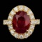 14k Yellow Gold 7.50ct Ruby 1.70ct Diamond Ring