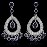 14K Gold 3.01ct Sapphire 1.42ct Diamond Earrings