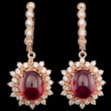 14k Rose 14.00ct Ruby 1.65ct Diamond Earrings