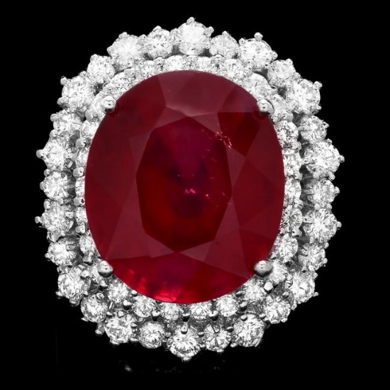 14k White Gold 18.00ct Ruby 2.00ct Diamond Ring