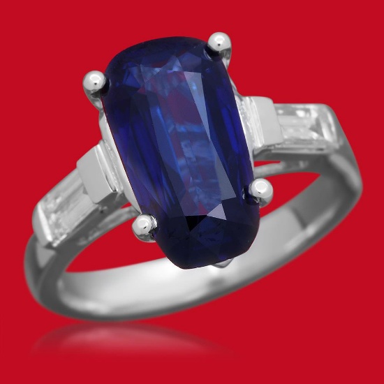 14K Gold 3.67ct Sapphire 0.53ct Diamond Ring