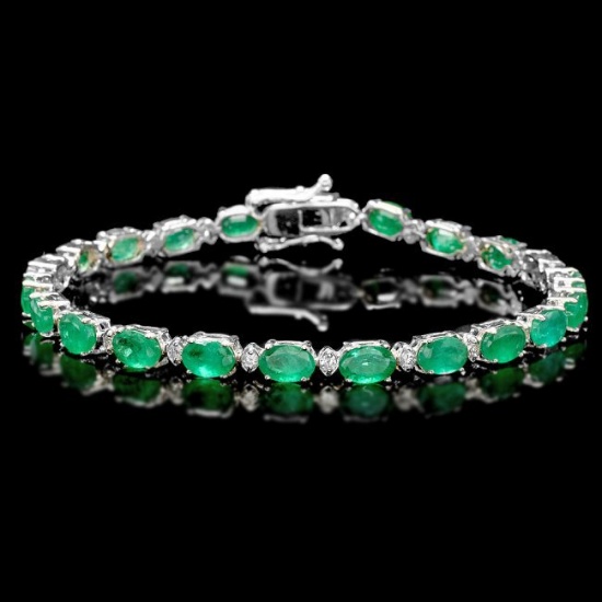 18k Gold 11ct Emerald 0.60ct Diamond Bracelet