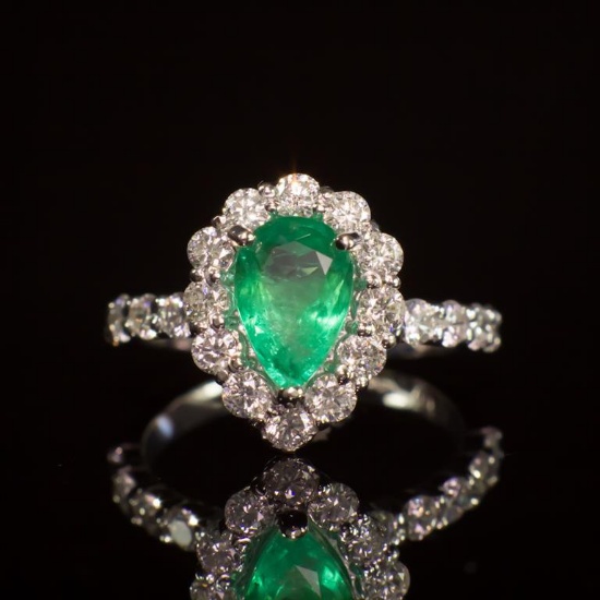 14K Gold 6.20ct Emerald 1.50ct Diamond Ring