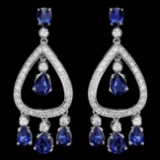 14k Gold 8ct Sapphire 1.10ct Diamond Earrings