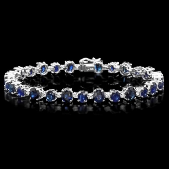 14k Gold 16.30ct Sapphire 1.10ct Diamond Bracelet