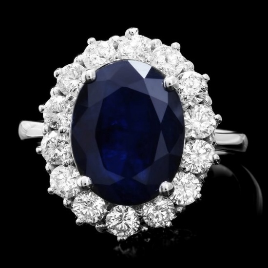 14k Gold 6.00ct Sapphire 1.40ct Diamond Ring