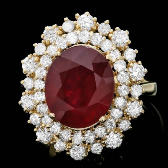 14k Yellow Gold 7.00ct Ruby 1.70ct Diamond Ring