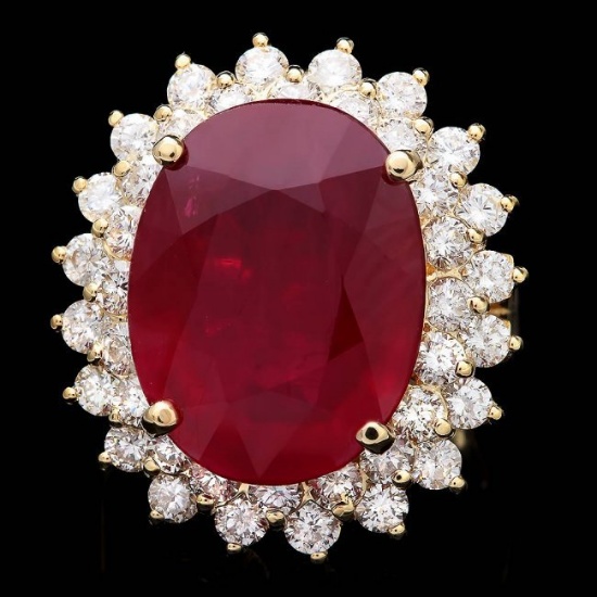 14k Yellow Gold 18.00ct Ruby 2.40ct Diamond Ring