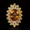 14K Gold 17.83ct Citrine, 0.90ct Yellow Sapphire 1.10ct Diamond Ring
