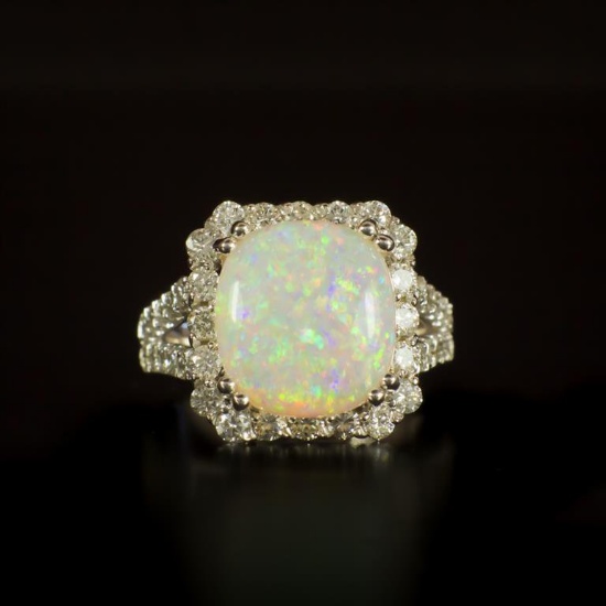 14K Gold 5.31ct Opal 1.60ct Diamond Ring