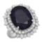 14K Gold 14.70ct Sapphire 2.10ct Diamond Ring