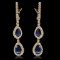 14K Gold 2.60ct Sapphire & 1.75ct Diamond Earrings