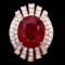 14k Rose Gold 11.80ct Ruby 1.80ct Diamond Ring