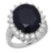 14K Gold 11.15ct Sapphire 1.74ct Diamond Ring