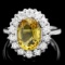 14k Gold 3.40ct Sapphire 1.10ct Diamond Ring