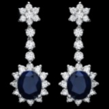 14k Gold 8.50ct Sapphire 3.30ct Diamond Earrings