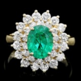 14k Gold 2.00ct Emerald 1.50ct Diamond Ring