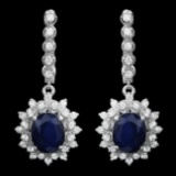 14k Gold 6.0ct Sapphire 1.60ct Diamond Earrings