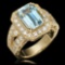14K Gold 3.85ct Aquamarine & 1.46ct Diamond Ring