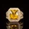 14k Gold 6.20ct Yellow Beryl 2.30ct Diamond Ring