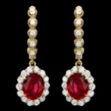 14k Gold 5.3ct Ruby 1.40ct Diamond Earrings
