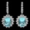 14k Gold 13ct Aquamarine 1.50ct Diamond Earrings