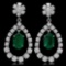 14K Gold 5.83ct Emerald 7.00ct Diamond Earrings