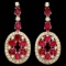 14k Gold 15.50ct Ruby 3.00ct Diamond Earrings