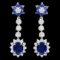 14k Gold 3.85ct Sapphire 2ct Diamond Earrings