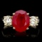 14k Yellow Gold 5.00ct Ruby 1.10ct Diamond Ring