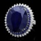 14k Gold 44.4ct Sapphire 1.35ct Diamond Ring